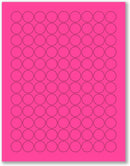 8-1/2" x 11" Fluorescent Pink Labels, 108 Labels per Sheet, 3/4" Round