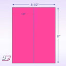 8-1/2" x 11" Fluorescent Pink Labels, 2 Labels per Sheet, 4-1/4" x 11"