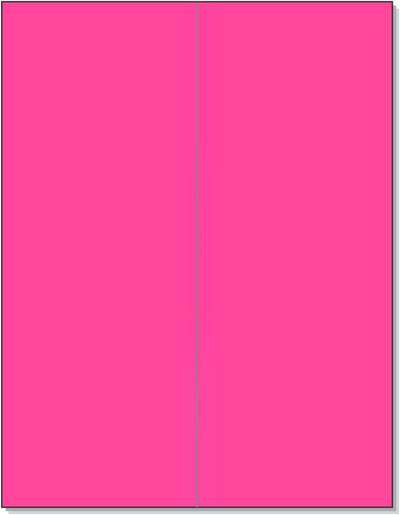 8-1/2" x 11" Fluorescent Pink Labels, 2 Labels per Sheet, 4-1/4" x 11"