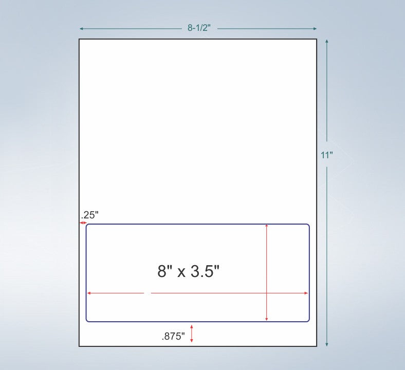 Integrated Label, 1 Label, 8" x 3-1/2", Centered On The Bottom