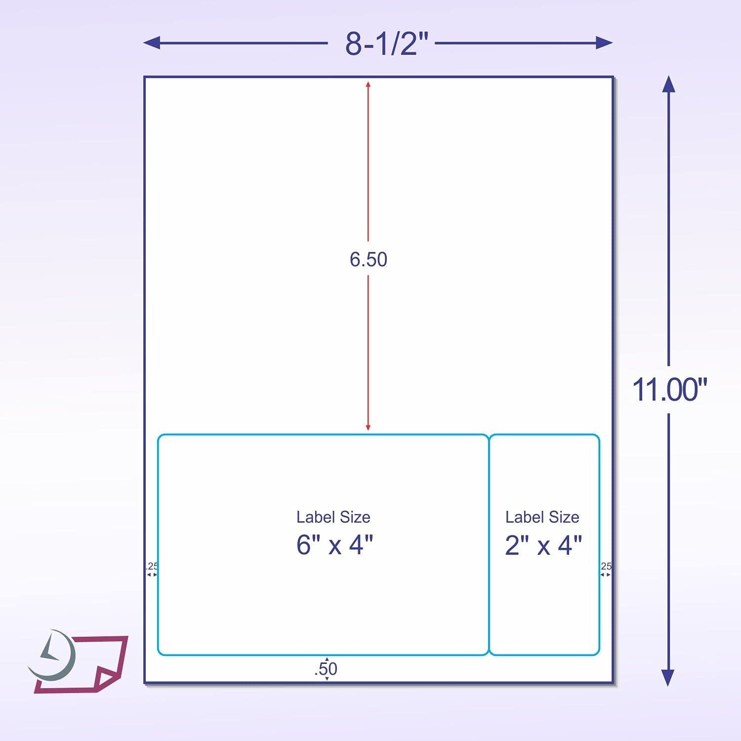 Integrated Label, 2 Labels, 6" x 4" & 2 x 4", Centered On The Bottom