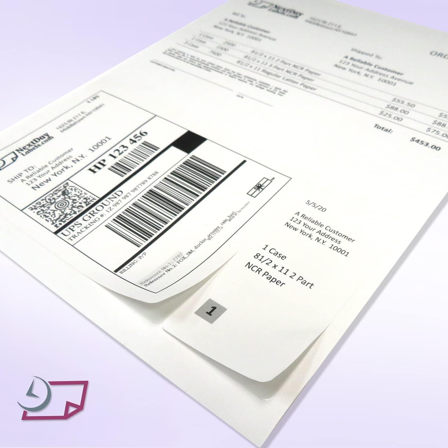 Integrated Label, 2 Labels, 6" x 4" & 2 x 4", Centered On The Bottom