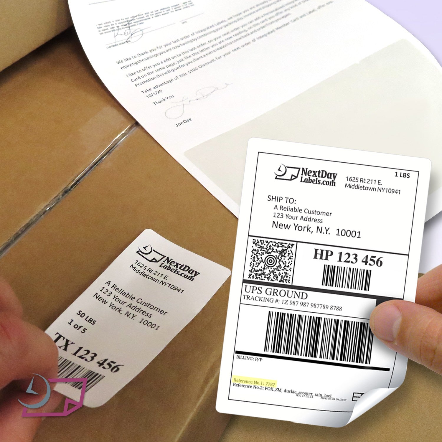 Integrated Label, 2 Labels, 6" x 4" & 2 x 4", Centered On The Bottom