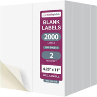 8-1/2" x 11" White Laser Labels, 2 Labels per Sheet, 4-1/4" x 11"