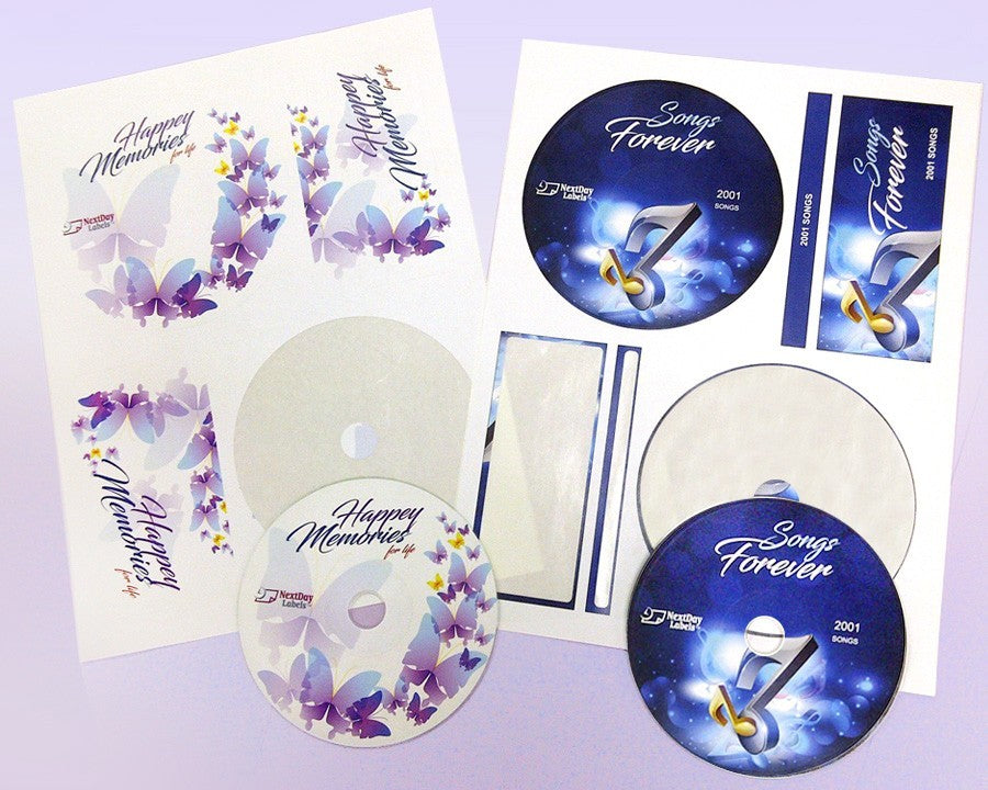 8-1/2" x 11" White Laser Labels, 2 CD/DVD Labels Per Sheet