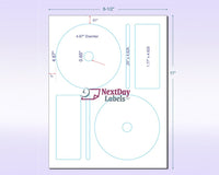 8-1/2" x 11" White Laser Labels, 2 CD/DVD Labels Per Sheet