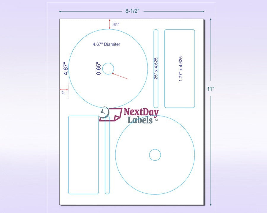 8-1/2" x 11" White Laser Labels, 2 CD/DVD Labels Per Sheet