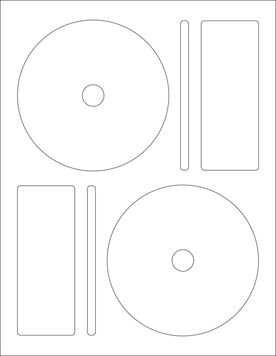 8-1/2" x 11" White Laser Labels, 2 CD/DVD Labels Per Sheet