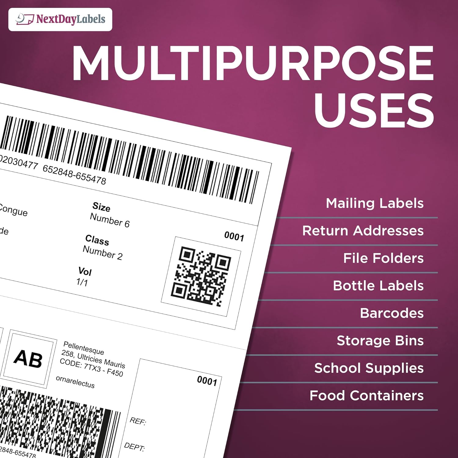 8-1/2" x 11" White Laser Labels, 2 Labels per Sheet, 8-1/2" x 5-1/2"