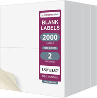 8-1/2" x 11" White Laser Labels, 2 Labels per Sheet, 8-1/2" x 5-1/2"