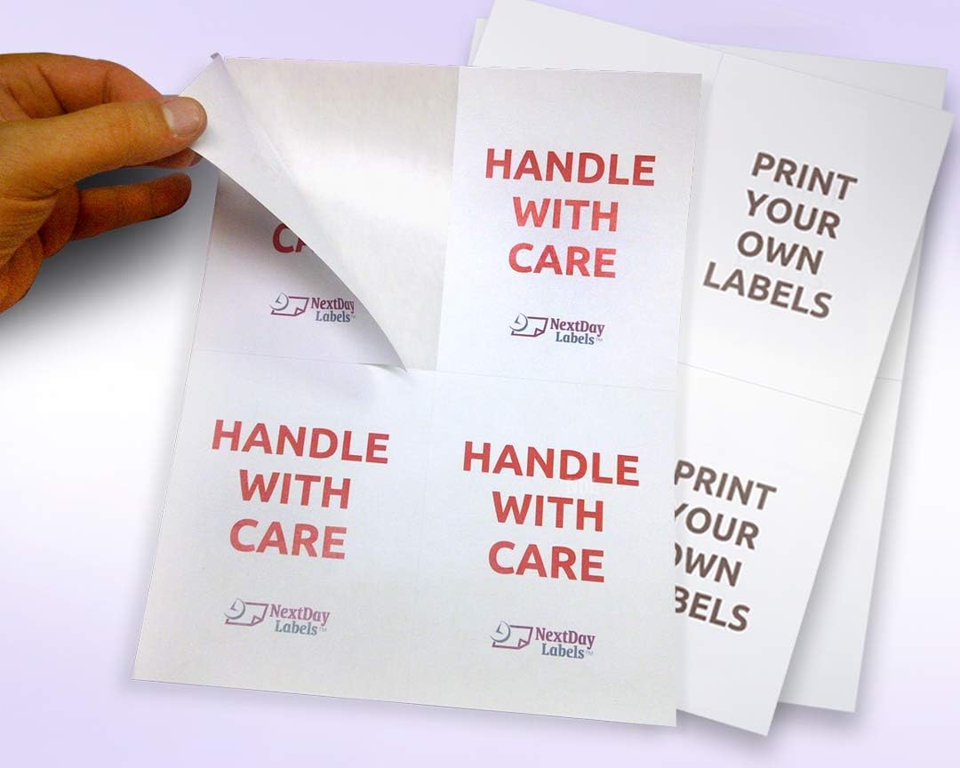 8-1/2" x 11" White Laser Labels, 4 Labels per Sheet, 4-1/4" x 5-1/2" .