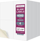 8-1/2" x 11" White Laser Labels, 4 Labels per Sheet, 4-1/4" x 5-1/2" .