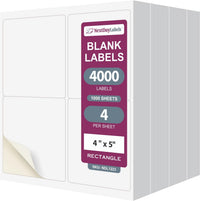 8-1/2" x 11" White Laser Labels, 4 Labels per Sheet, 4" x 5" .