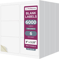 8-1/2" x 11" White Laser Labels, 6 Labels per Sheet, 4" x 3.3"