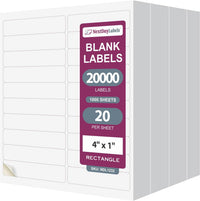 8-1/2" x 11" White Laser Labels, 20 Labels per Sheet, 4" x 1"