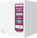 8-1/2" x 11" White Laser Labels, 24 Labels per Sheet, 1.66" Round