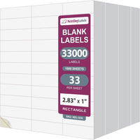 8-1/2" x 11" White Laser Labels, 33 Labels per Sheet, 2.8" x 1"