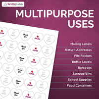 8-1/2" x 11" White Laser Labels, 63 Labels per Sheet, 1" Hearts