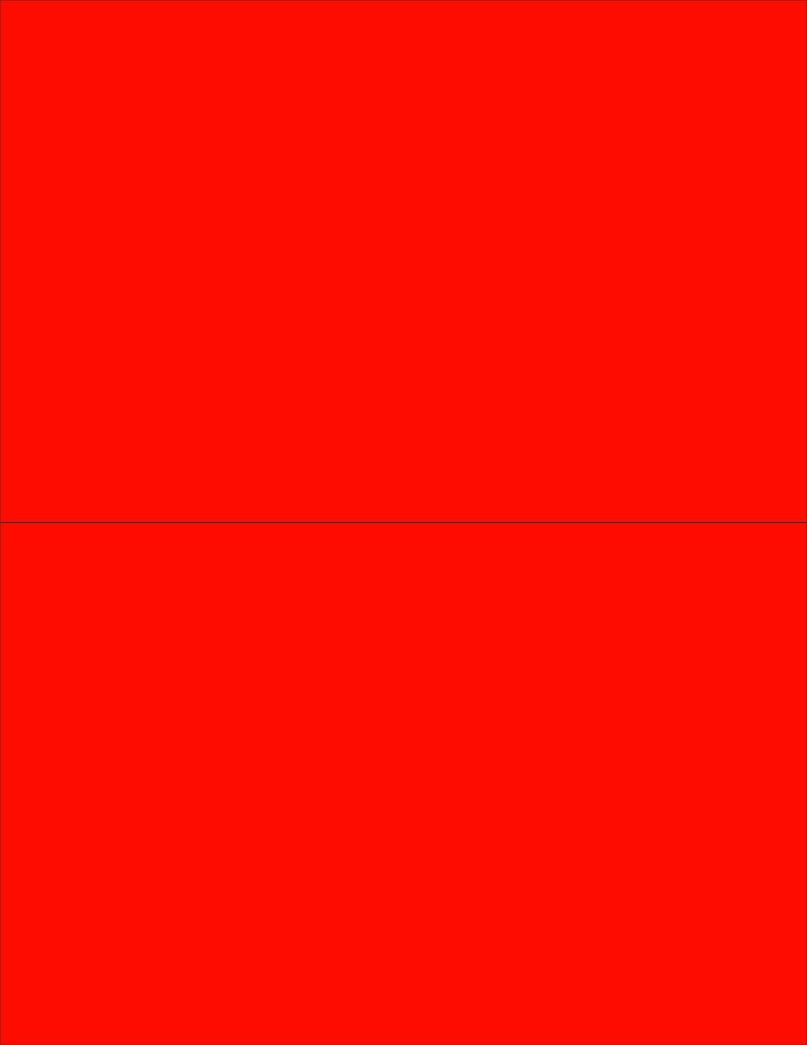 8-1/2" x 11" Fluorescent Red Labels, 2 Labels per Sheet, 8-1/2" x 5-1/2"