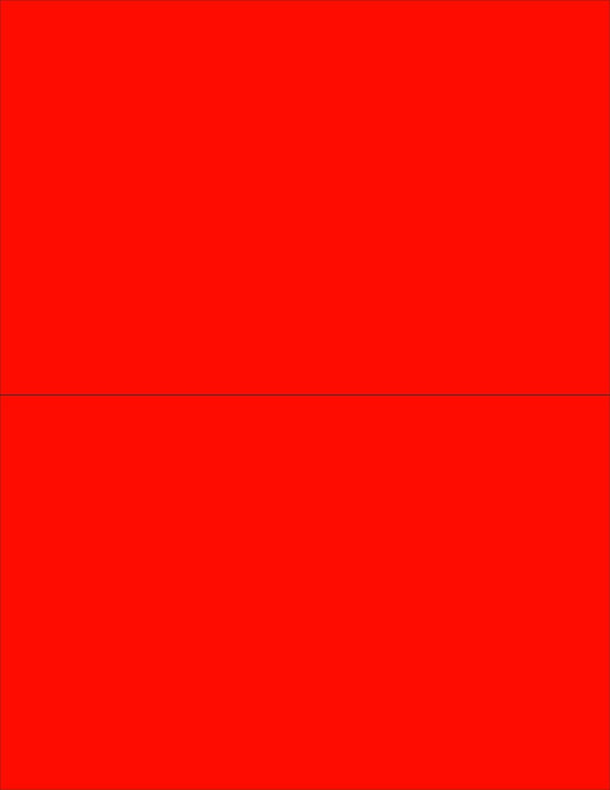 8-1/2" x 11" Fluorescent Red Labels, 2 Labels per Sheet, 8-1/2" x 5-1/2"