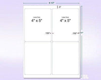 8-1/2" x 11" Fluorescent Red Labels, 4 Labels per Sheet, 4" x 5"