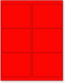 8-1/2" x 11" Fluorescent Red Labels, 6 Labels per Sheet, 4" x 3-1/3""