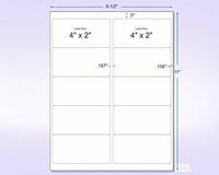 8-1/2" x 11" Fluorescent Red Labels, 10 Labels per Sheet, 4" x 2"
