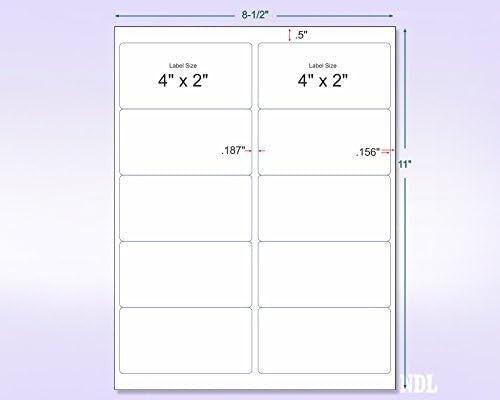 8-1/2" x 11" Fluorescent Red Labels, 10 Labels per Sheet, 4" x 2"