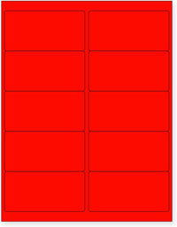 8-1/2" x 11" Fluorescent Red Labels, 10 Labels per Sheet, 4" x 2"