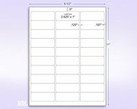 8-1/2" x 11" Fluorescent Red Labels, 30 Labels per Sheet, 1" x 2-5/8"