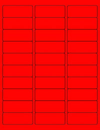 8-1/2" x 11" Fluorescent Red Labels, 30 Labels per Sheet, 1" x 2-5/8"