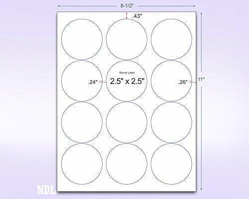 8-1/2" x 11" Fluorescent Red Labels, 12 Labels per Sheet, 2.5" Round