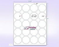 8-1/2" x 11" Fluorescent Pink Labels, 20 Labels per Sheet, 2" Round