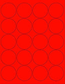8-1/2" x 11" Fluorescent Red Labels, 20 Labels per Sheet, 2" Round