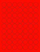 8-1/2" x 11" Fluorescent Red Labels, 63 Labels per Sheet, 1" Round