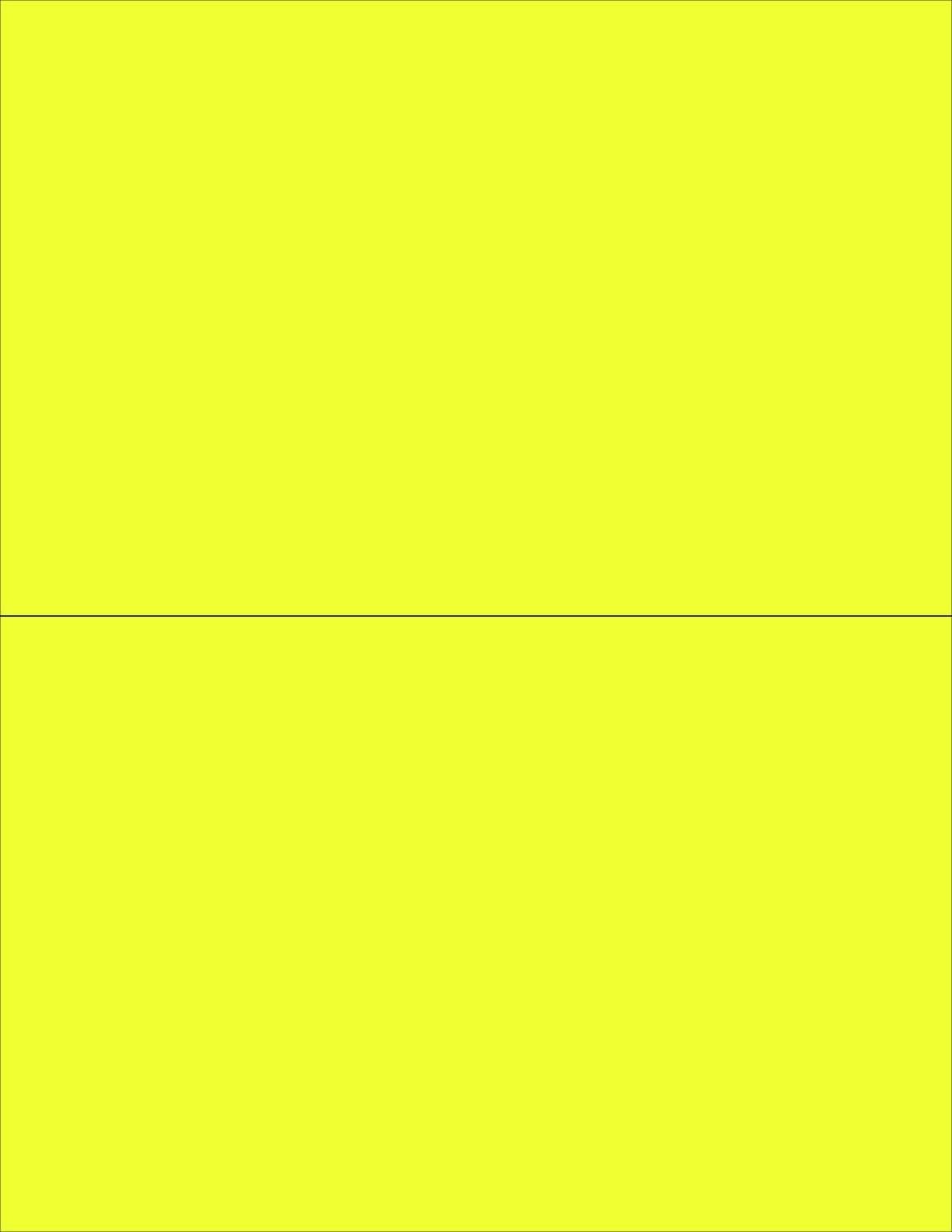 8-1/2" x 11" Fluorescent Yellow Labels, 2 Labels per Sheet, 8-1/2" x 5-1/2"