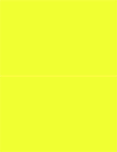 8-1/2" x 11" Fluorescent Yellow Labels, 2 Labels per Sheet, 8-1/2" x 5-1/2"