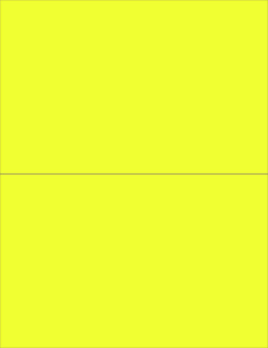 8-1/2" x 11" Fluorescent Yellow Labels, 2 Labels per Sheet, 8-1/2" x 5-1/2"