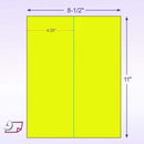 8-1/2" x 11" Fluorescent Yellow Labels, 2 Labels per Sheet, 4-1/4" x 11"