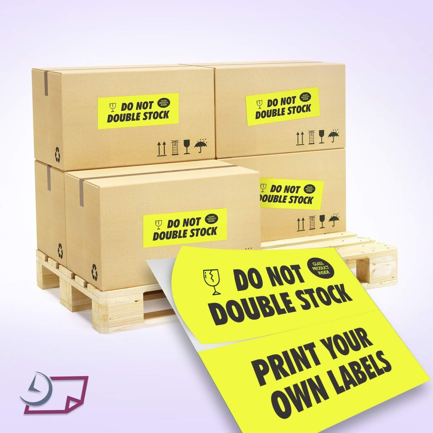 8-1/2" x 11" Fluorescent Yellow Labels, 2 Labels per Sheet, 4-1/4" x 11"