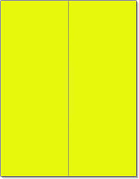 8-1/2" x 11" Fluorescent Yellow Labels, 2 Labels per Sheet, 4-1/4" x 11"