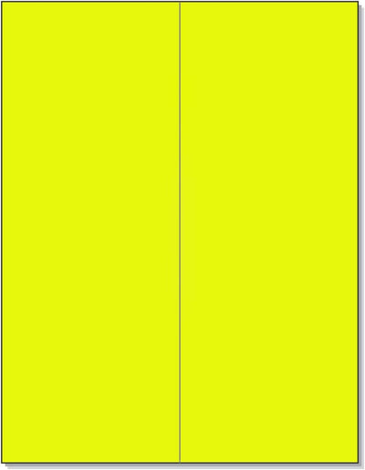 8-1/2" x 11" Fluorescent Yellow Labels, 2 Labels per Sheet, 4-1/4" x 11"