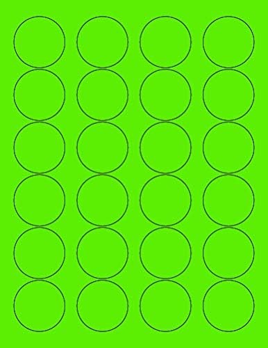 8-1/2" x 11" Fluorescent Green Labels, 24 Labels per Sheet, 1.66" Round