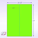8-1/2" x 11" Fluorescent Green Labels, 2 Labels per Sheet, 4-1/4" x 11"