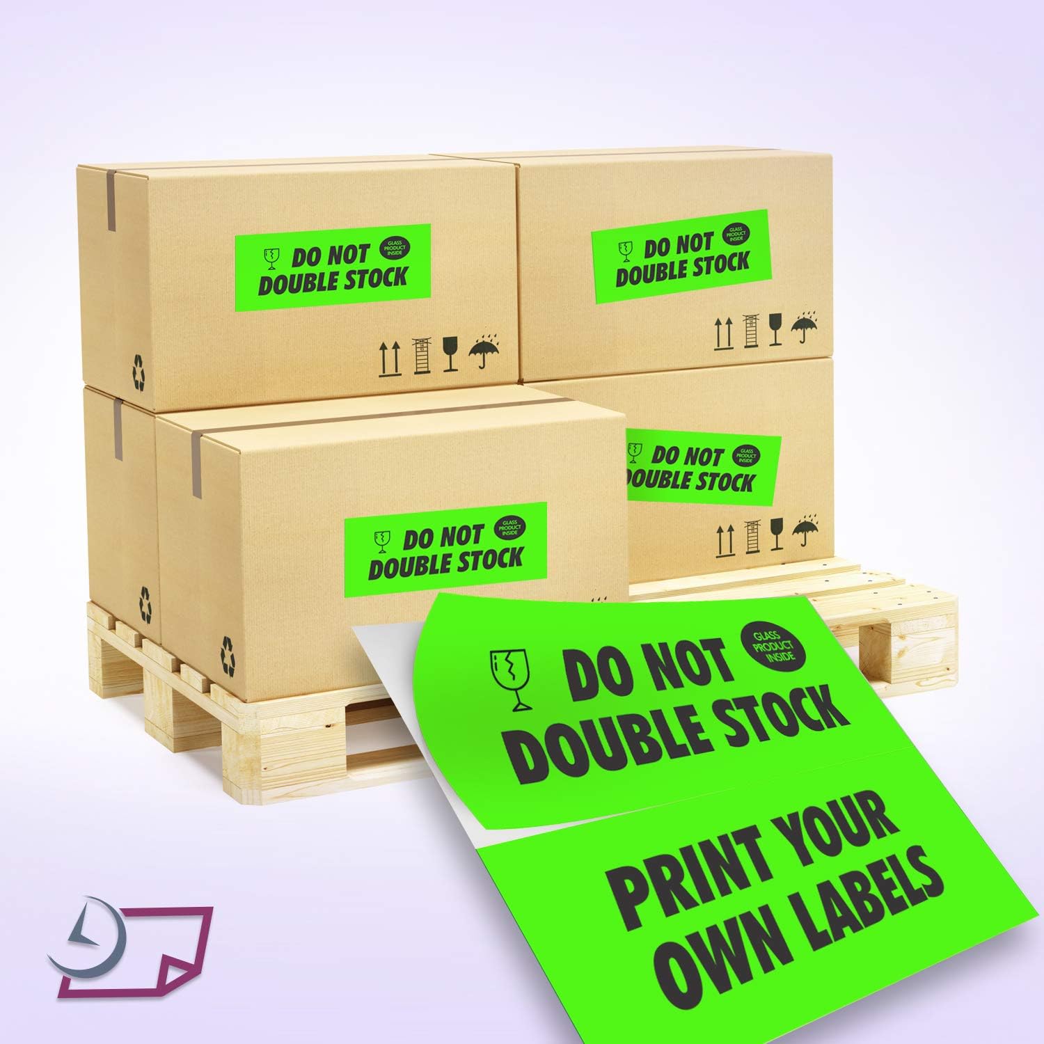 8-1/2" x 11" Fluorescent Green Labels, 2 Labels per Sheet, 4-1/4" x 11"