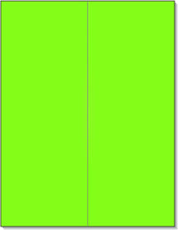 8-1/2" x 11" Fluorescent Green Labels, 2 Labels per Sheet, 4-1/4" x 11"