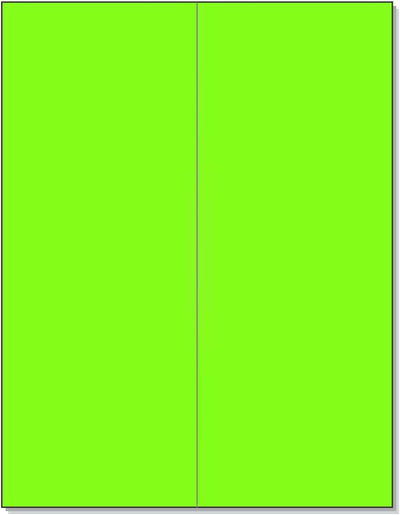 8-1/2" x 11" Fluorescent Green Labels, 2 Labels per Sheet, 4-1/4" x 11"