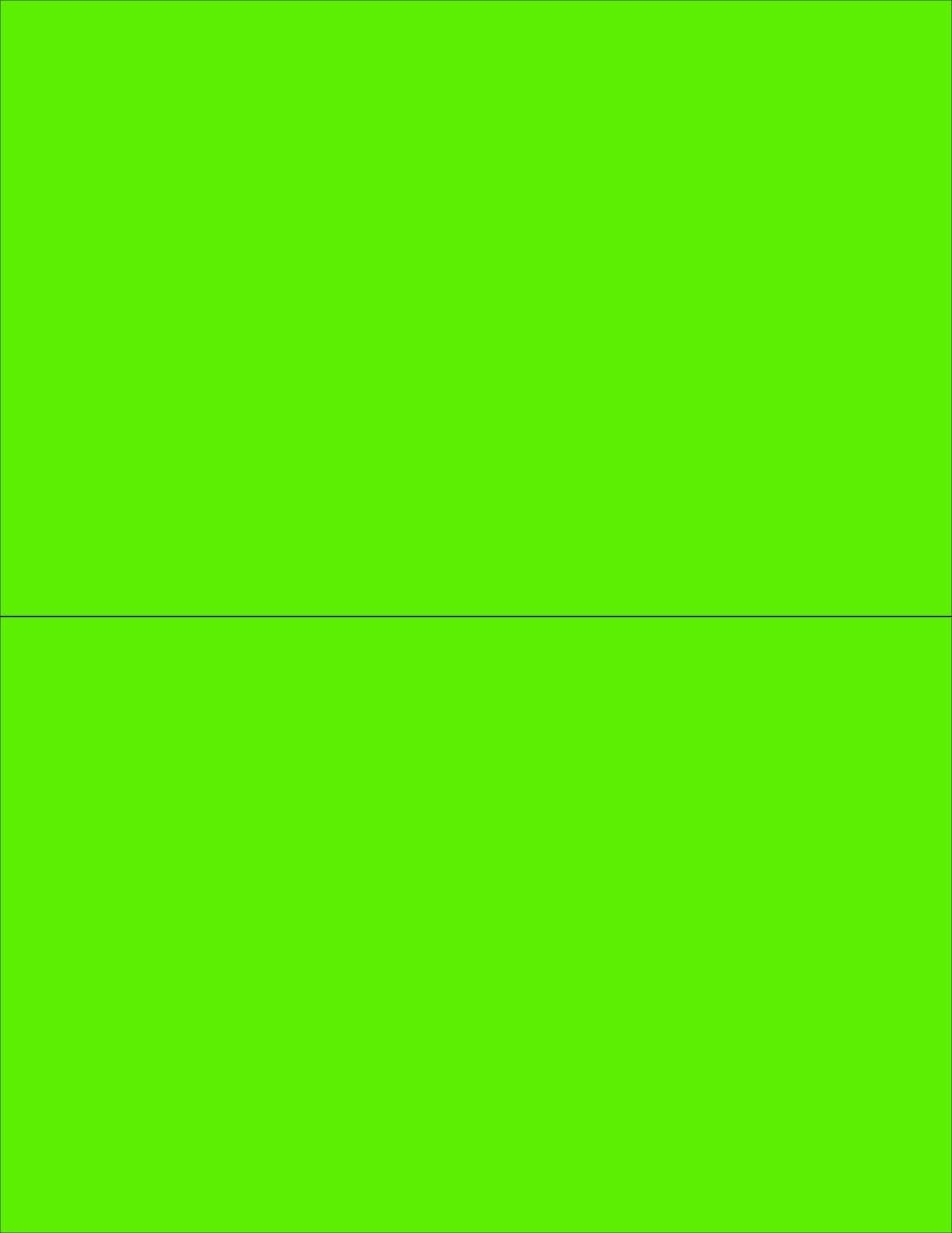 8-1/2" x 11" Fluorescent Green Labels, 2 Labels per Sheet, 8-1/2" x 5-1/2"