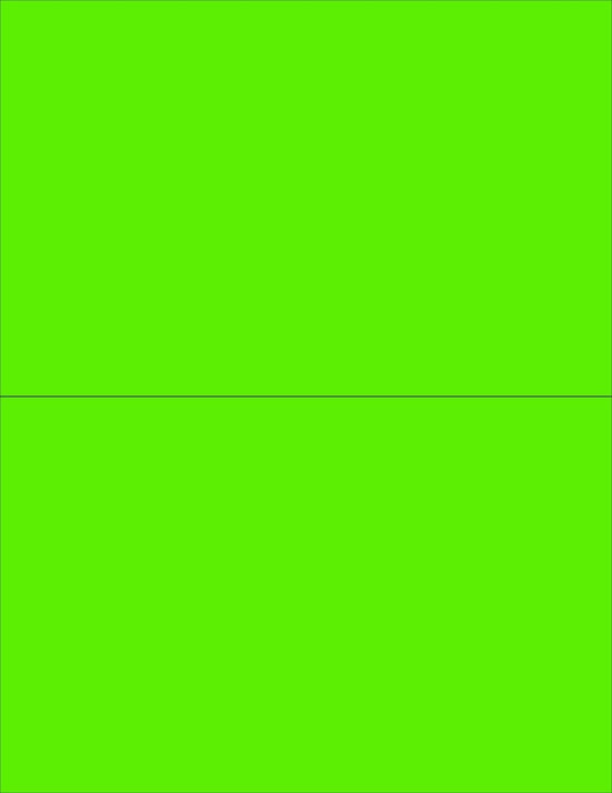 8-1/2" x 11" Fluorescent Green Labels, 2 Labels per Sheet, 8-1/2" x 5-1/2"