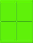 8-1/2" x 11" Fluorescent Green Labels, 4 Labels per Sheet, 4" x 5"